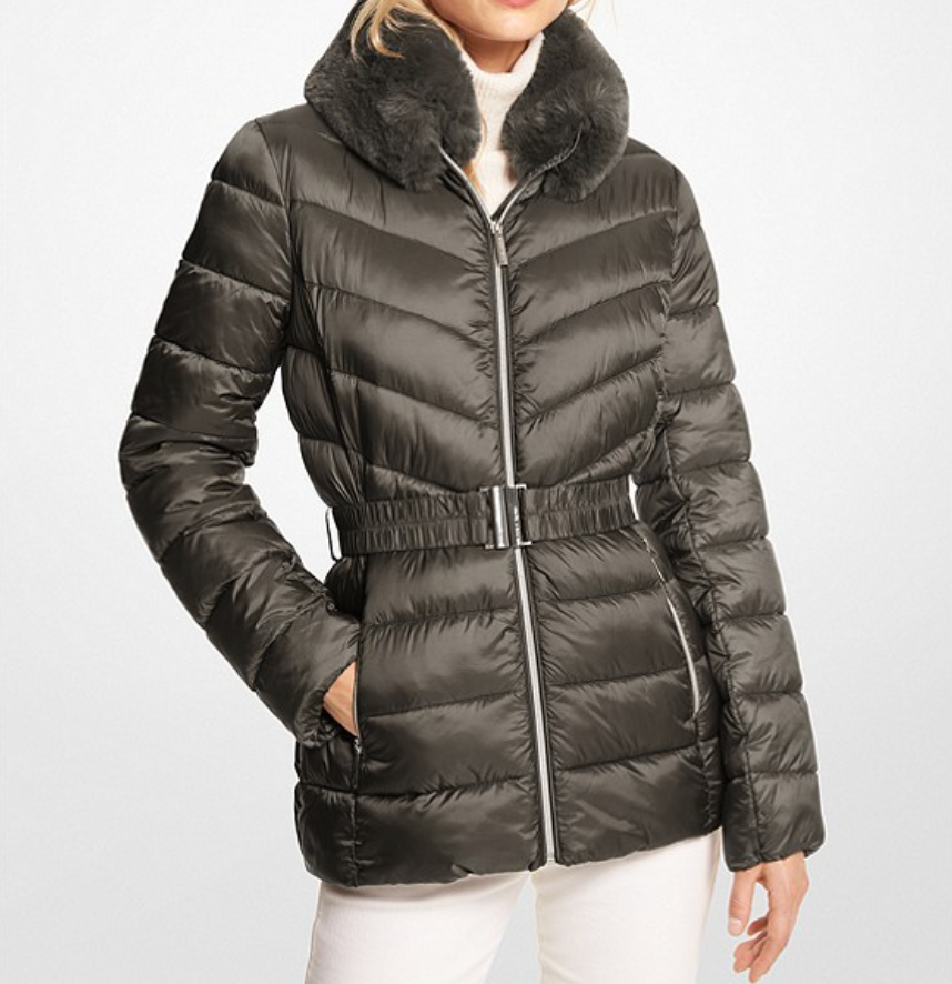 Michael kors quilted nylon best sale and faux fur puffer